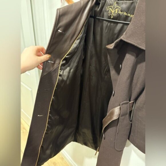 Mackage Women's Brown leather/wool/cashmere mix Coat - Picture 11 of 16